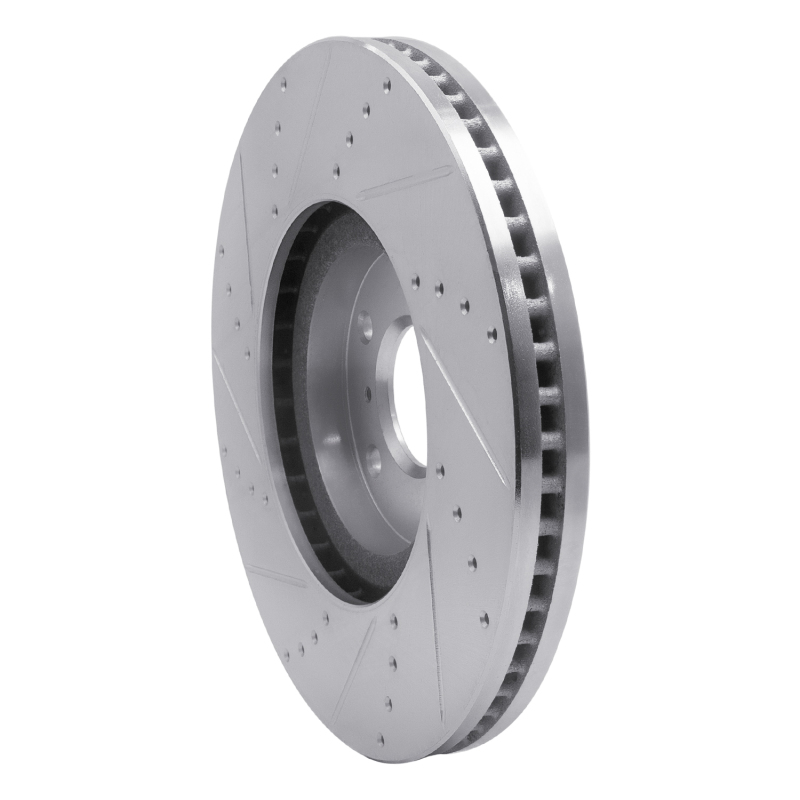 Infiniti G35 Brake Rotor (1) - Front Right - R1 Concepts - Drilled & Slotted - Silver - `07-`15